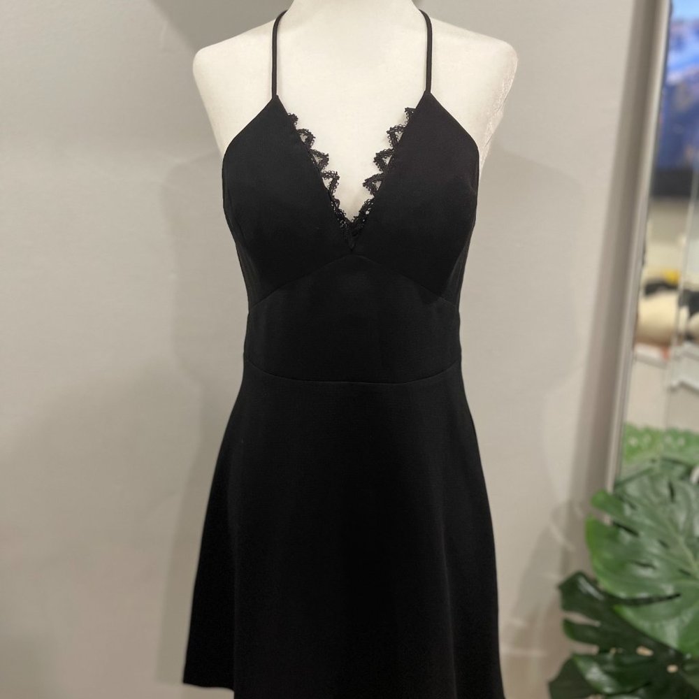 BCBGeneration | Lace Babydoll Fit & Flare Strappy Mini Dress | Black -Size 6 (S)